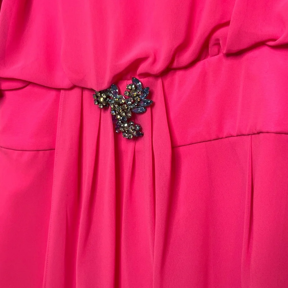 Gianni Bini Hot Pink Ruffle Sleeves Mini Dress Jewel Size Medium Lightweight - Picture 2 of 7